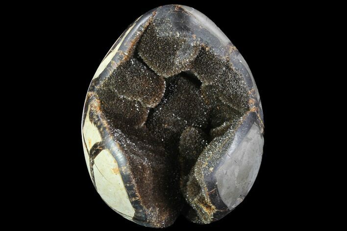 Bargain, Septarian Dragon Egg Geode - Black Crystals #88362